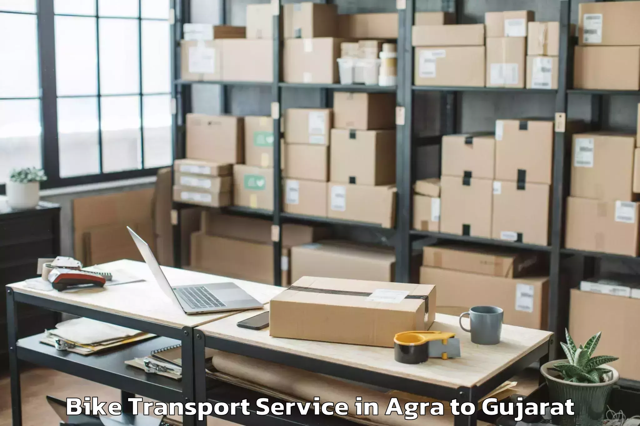 Top Agra to Dhoraji Bike Transport Available